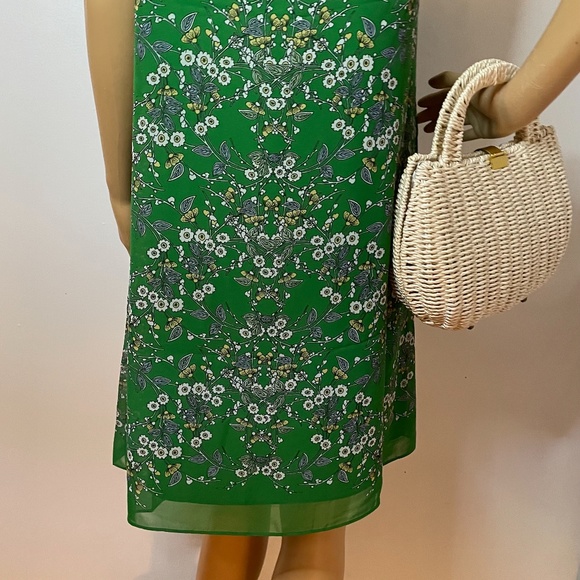 Kelly green sleeveless floral layered a line dress - Picture 11 of 12